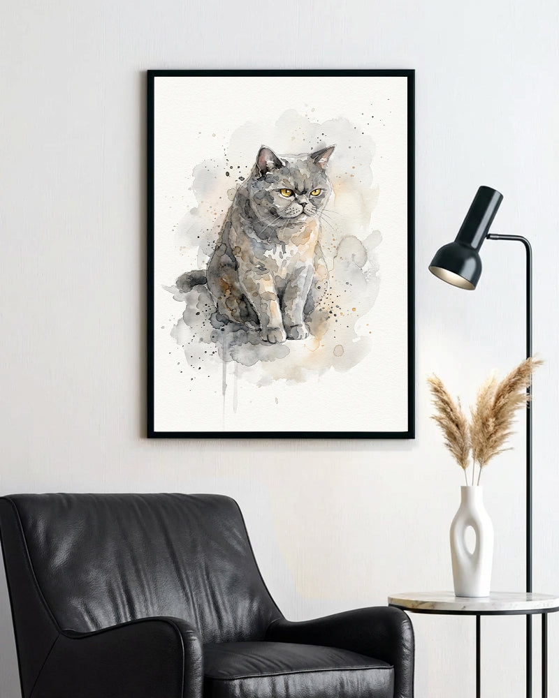 Gatos - Poster com Moldura de Madeira Premium
