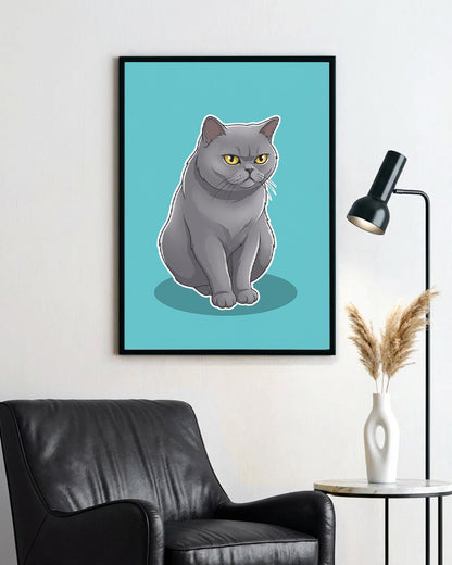 Gatos - Poster com Moldura de Madeira Premium