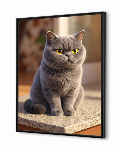 Gatos - Poster com Moldura de Madeira Premium