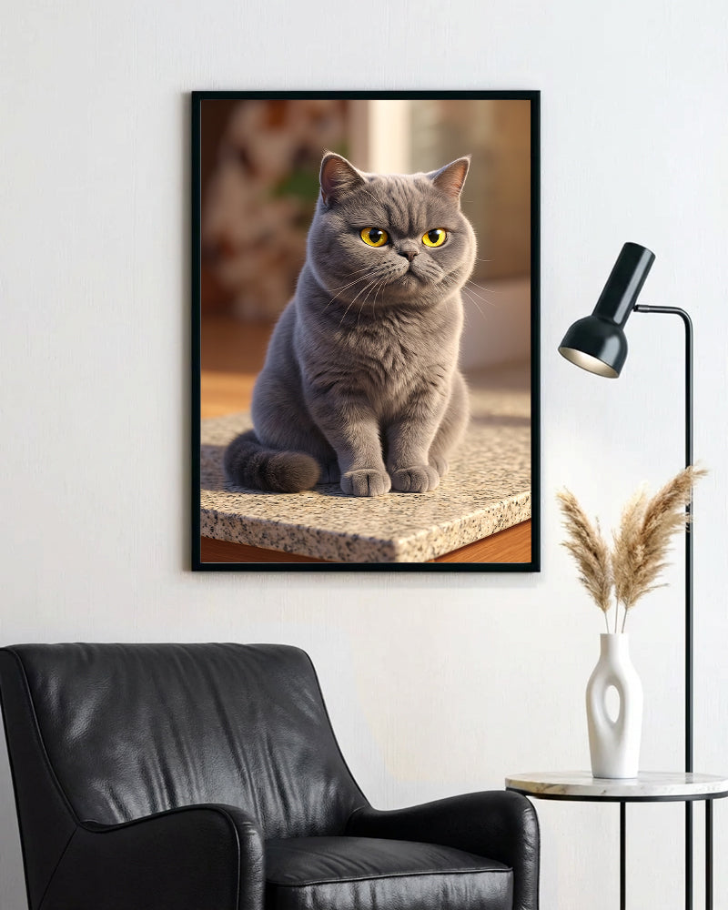 Gatos - Poster com Moldura de Madeira Premium