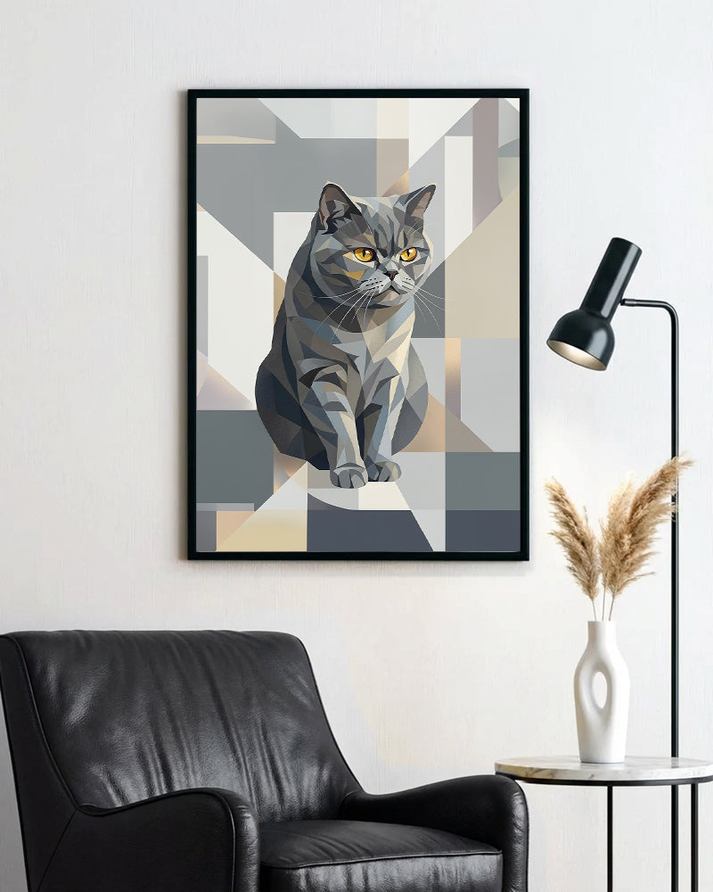 Gatos - Poster com Moldura de Madeira Premium