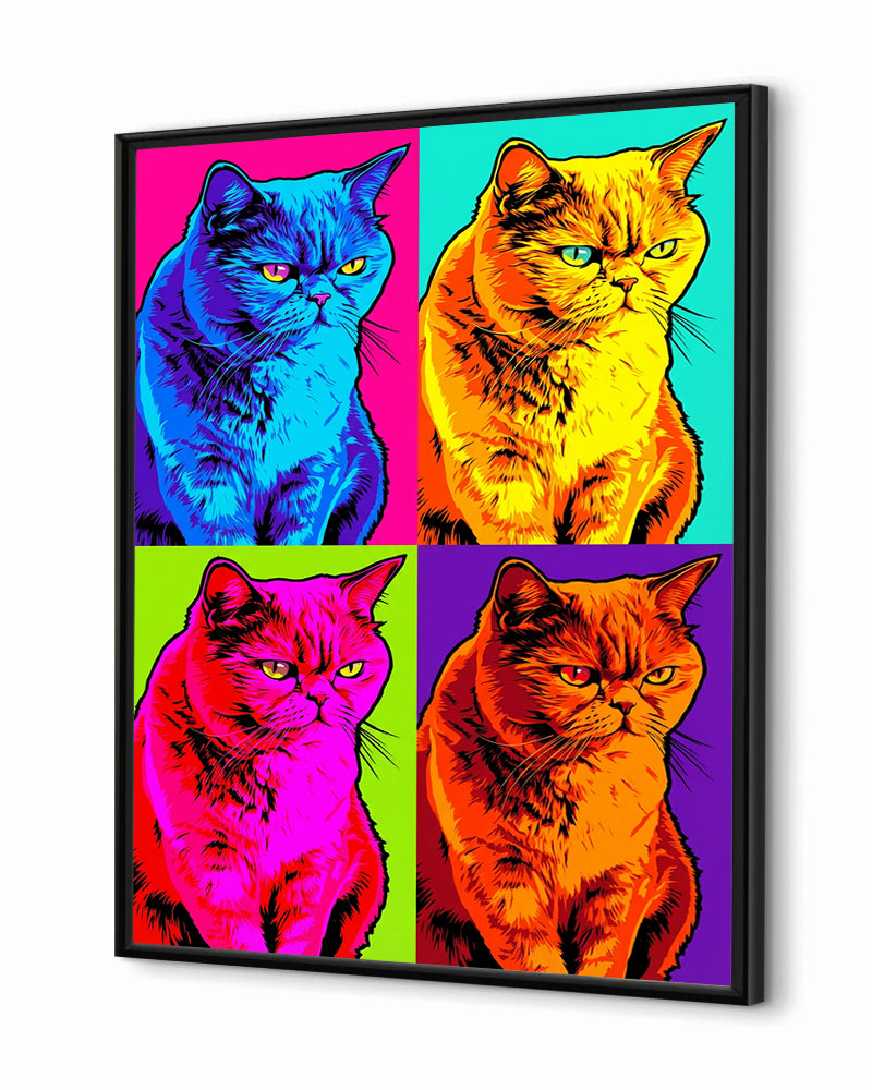 Gatos - Poster com Moldura de Madeira Premium