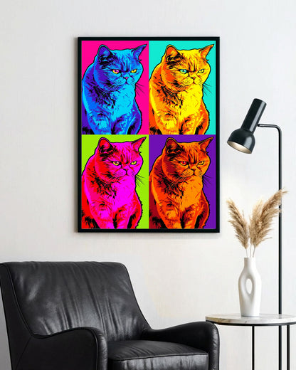 Gatos - Poster com Moldura de Madeira Premium