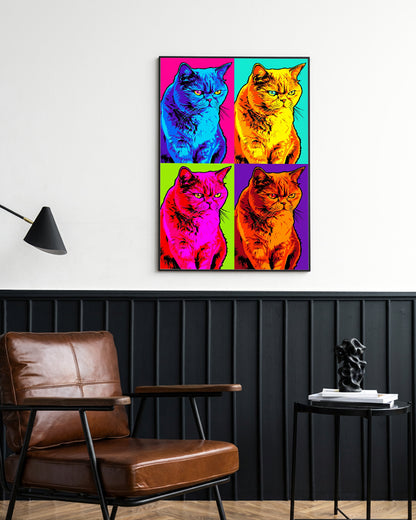 Gatos - Poster com Moldura Metálica Deluxe