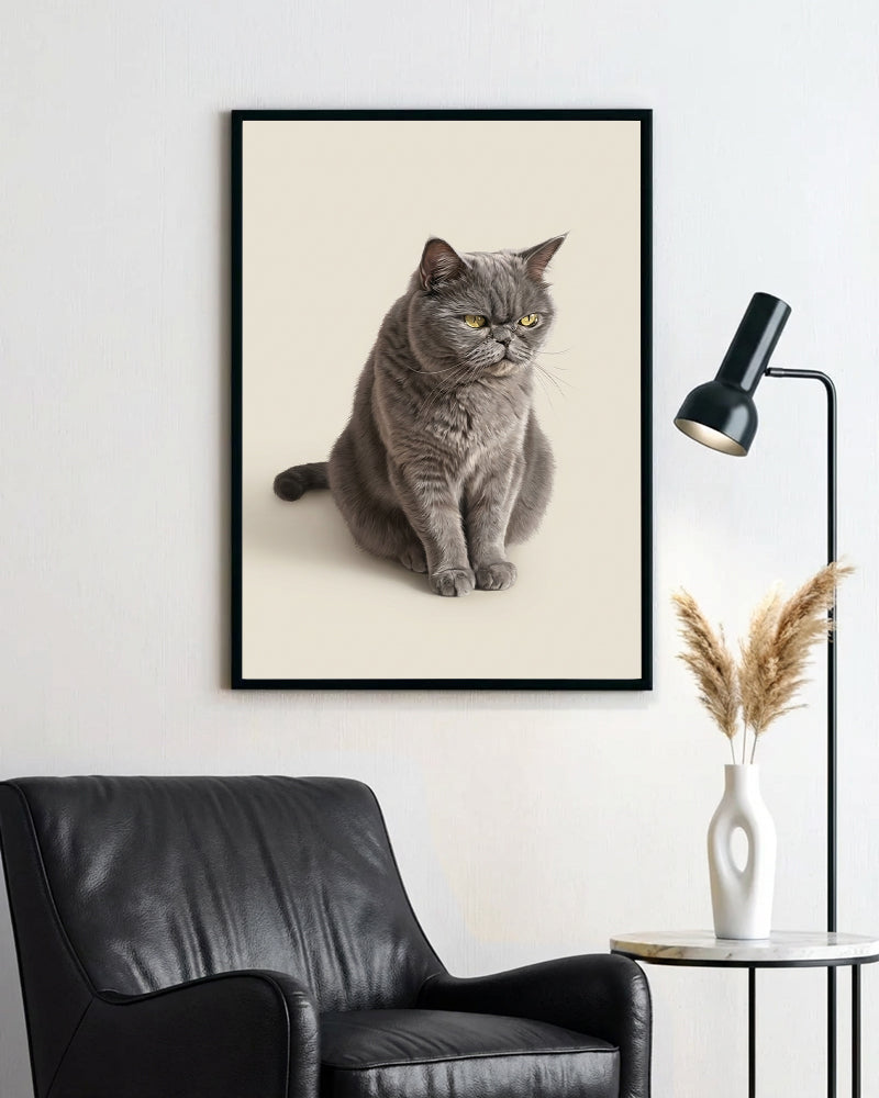 Gatos - Poster com Moldura de Madeira Premium