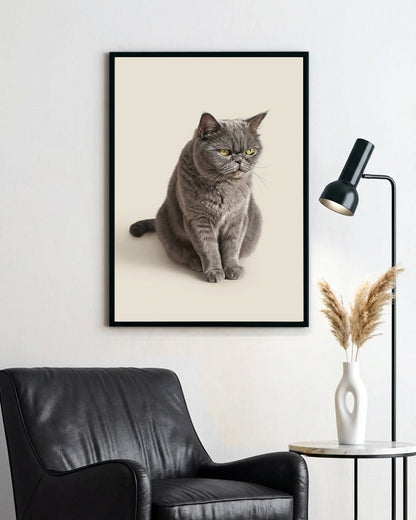 Gatos - Poster com Moldura de Madeira Premium
